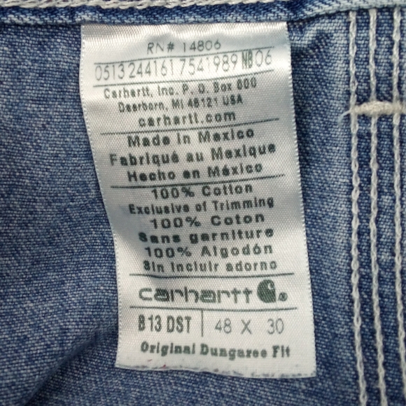 Carhartt Original Dungaree Fit Blue Jeans 100% Cotton 48X30 - Picture 3 of 11